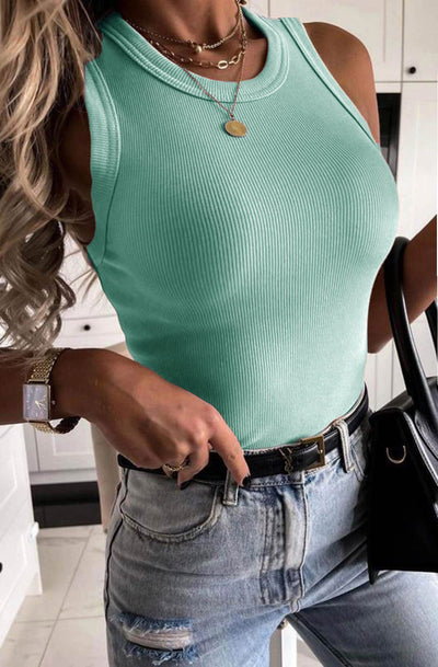 Abby Ribbed Vest Top-Mint