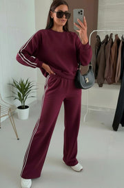 Alba Two-Piece Co-Ord Loungewear Set-Wine