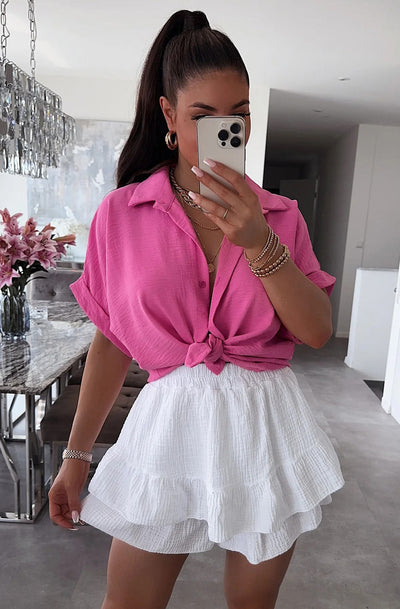 Alicia Cotton Gauze Style Frill Skort-Ivory