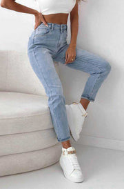 Arina Mom Style Denim Jeans-Blue