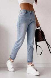 Arina Mom Style Denim Jeans-Blue