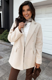 Arla Bouclé Blend Blazer Coat-Cream