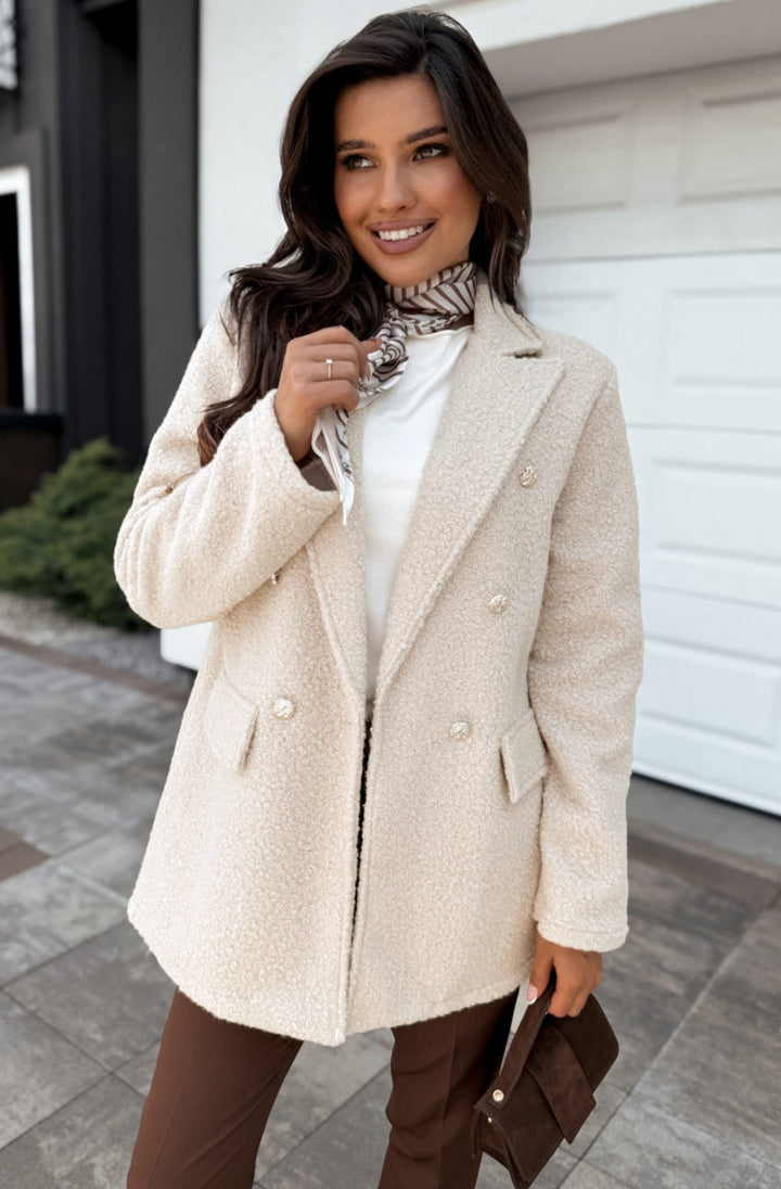 Arla Bouclé Blend Blazer Coat-Cream