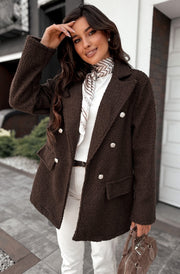 Arla Bouclé Blend Blazer Coat-Dark Brown