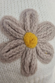 Autumn ‘Daisy’ Embroidered Knit Sweater Jumper-Ivory