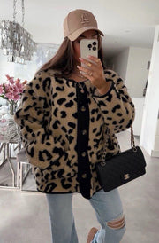 Ayanna Leopard Button Up Shacket-Brown