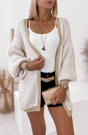 Becca Shimmer Knitted Longline Cardigan-Cream