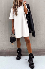 Beckie Oversized Tunic T-Shirt Dress Top-Ivory