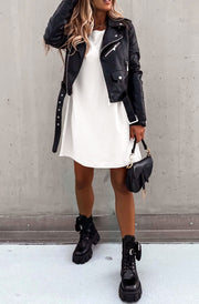 Beckie Oversized Tunic T-Shirt Dress Top-Ivory