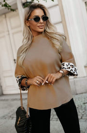 Cassandra Leopard Light Knitted Top-Camel