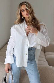 Celeste Diamante Oversized Blouse Shirt Top-Ivory