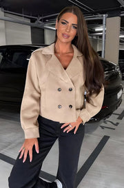 Cheryl Suedette Pocket Detail Jacket-Stone