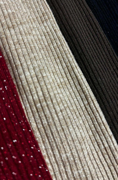 Dalia Shimmer Ribbed Light Knitted Sweater Jumper Top-Black