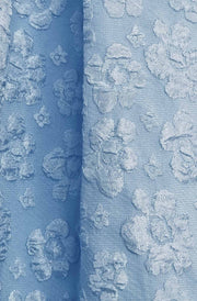 Delilah Floral Textured Tie-Belt Pocketed Midaxi Skirt-Blue