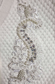 Dorothy Paisley Embellished Bubble Knit Cardigan-Ivory