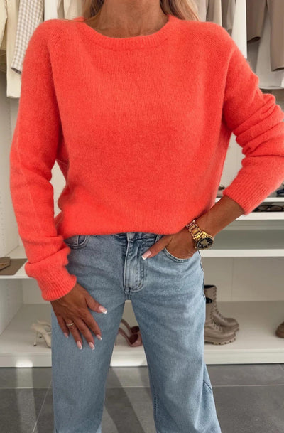 Elisha Light Knitted Alpaca Jumper Sweater-Coral