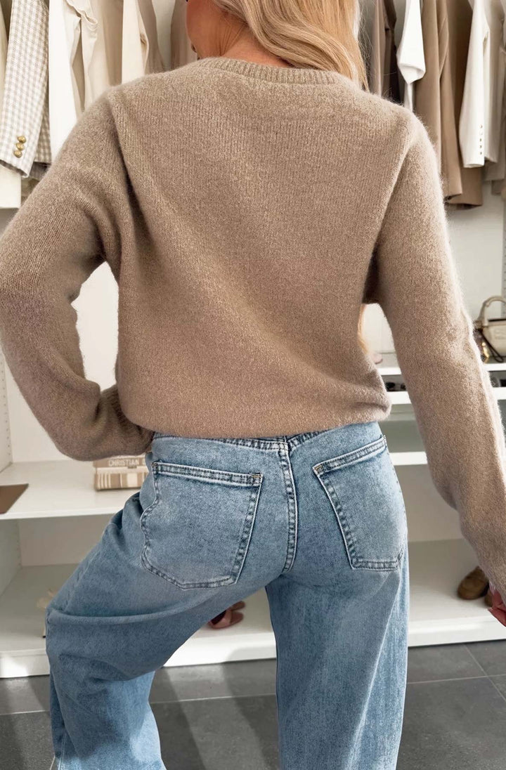 Elisha Light Knitted Jumper Sweater-Stone