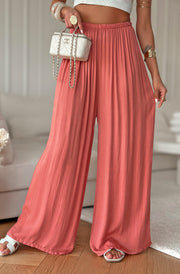Esha Wide Leg Trousers-Coral