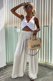 Esha Wide Leg Trousers-Cream
