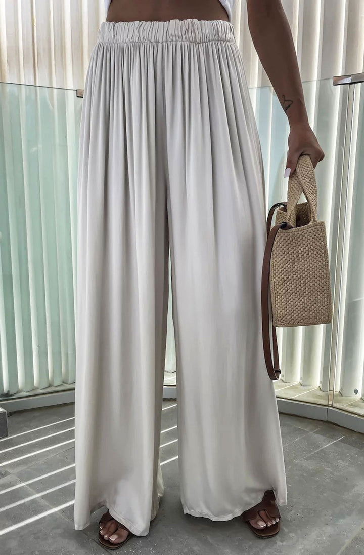 Esha Wide Leg Trousers-Cream