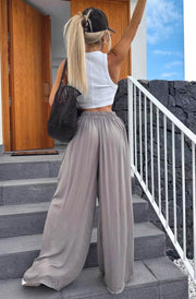 Esha Wide Leg Trousers-Grey