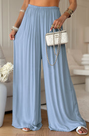 Esha Wide Leg Trousers-Sky Blue