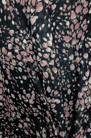 Fiorin Floral Tie-Front Oversized Poncho Style Blouse Top-Black