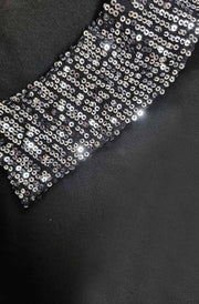 Gina Sequin Embellished Collar Blouse Top-Black