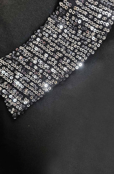 Gina Sequin Embellished Collar Blouse Top-Black