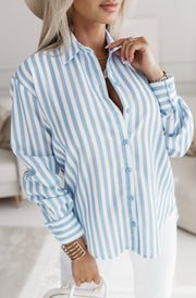 Isla Striped Blouse Shirt Top-Blue