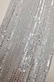 Iva Sequin Sleeves Frill Neckline Chiffon Shirt Blouse Top-Ivory