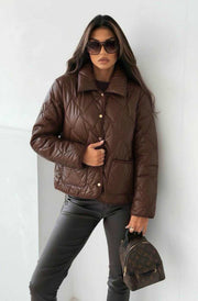 Kiara Padded Pocket Jacket-Brown