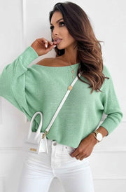 Kori Open Back Bow Light Knitted Sweater Jumper-Mint