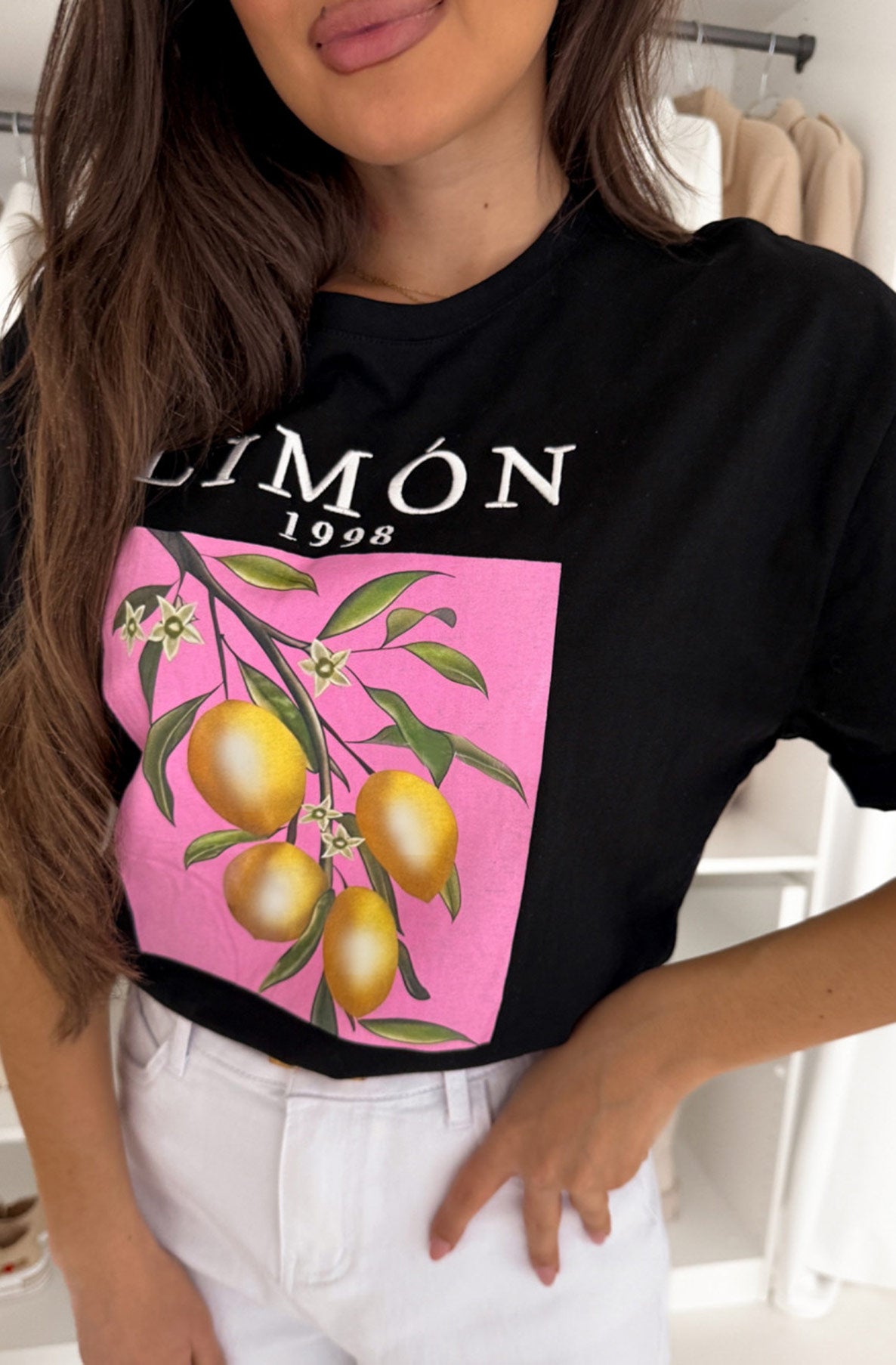 'Limon 1998' Graphic Printed T. Shirt Top-Black