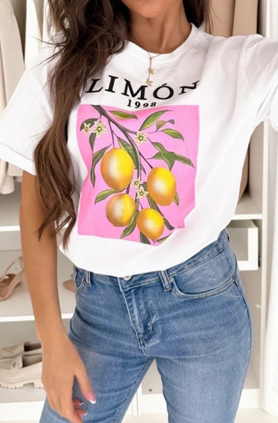 'Limon 1998' Graphic Printed T-Shirt Top-Ivory