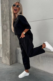Liora Oversize Pocket Co-ord Set-Black