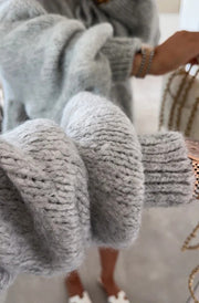 Meredith Tie-Up Knitted Cardigan-Grey