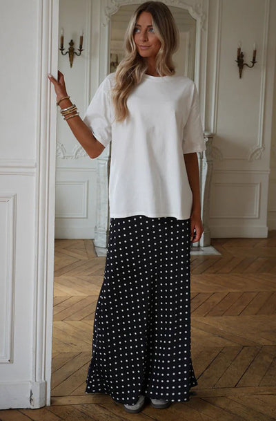 Mirella Polka Dot Maxi Skirt-Black