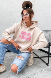 Mon Chéri Oversized Hooded Sweatshirt Jumper-Stone