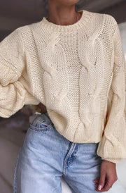 Nerina Light Knitted Jumper Sweater-Stone