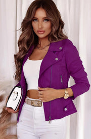 Nikita Suedette Zip Detail Biker Jacket-Purple