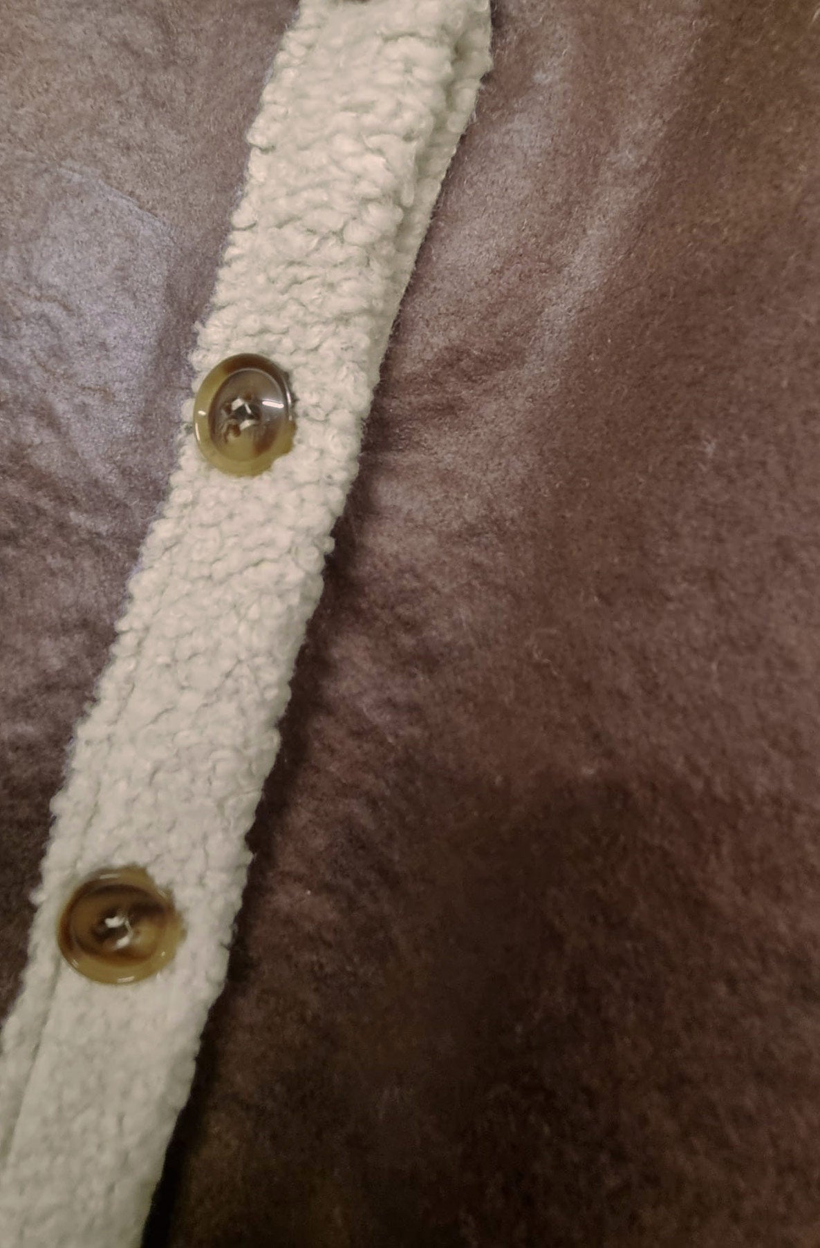 Nora Faux Shearling Trim Sleeveless Gilet Vest-Brown