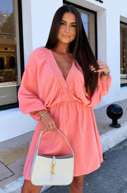 Norah Cotton Gauze Style Dress-Coral
