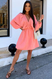 Norah Cotton Gauze Style Dress-Coral