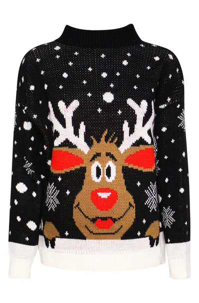 Lunette Christmas 'Reindeer' Jumper Top-Black