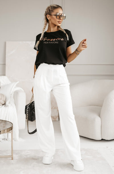 'Prosecco Per Favore' Graphic Printed T-Shirt Top-Black