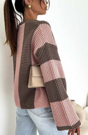 Reyana Striped Wide Sleeve Jumper-Dusty Pink