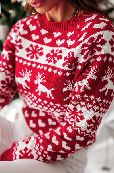 Ruby 'Christmas Hearts ' Knitted Jumper Top-Red