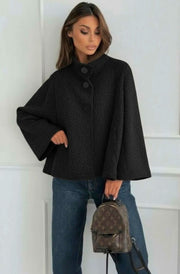 Rumi Bell Sleeve Bouclé Poncho Jacket-Black