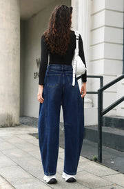 Runi Relaxed Balloon Fit Denim Jeans-Dark Blue